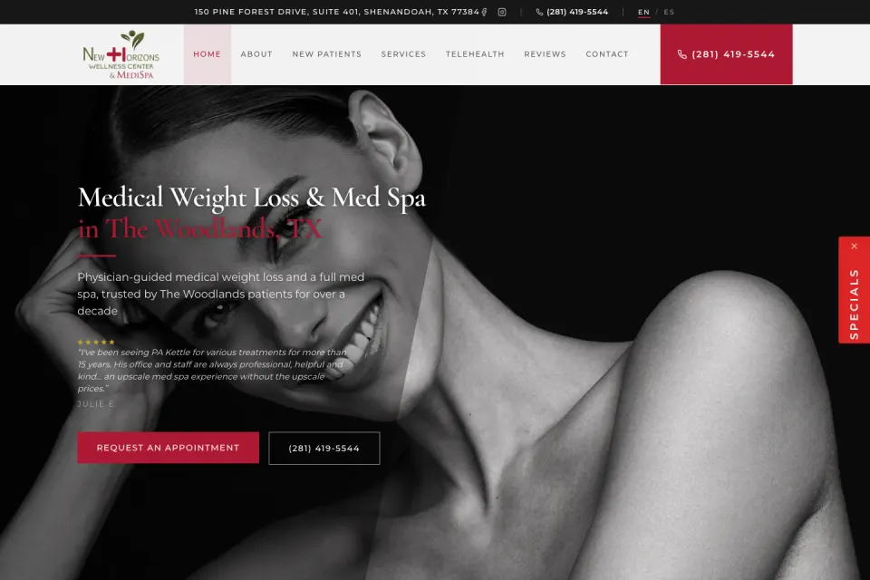 NHM Wellness ওয়েবসাইটের হোম পেজের ছবি