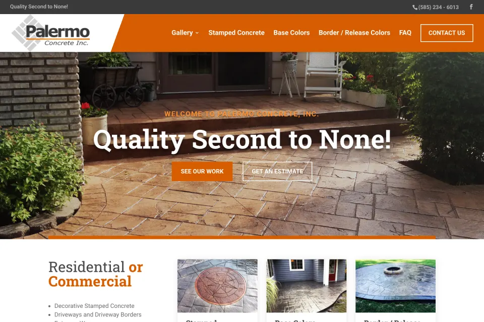 Home page of the Palermo Concrete website