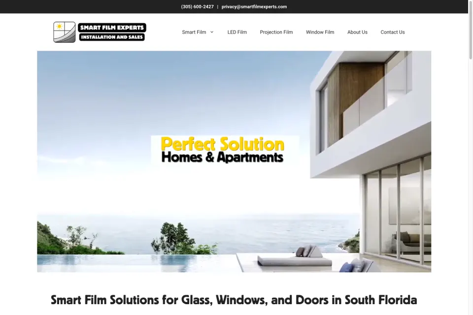 Home page of the Smart Film Experts website