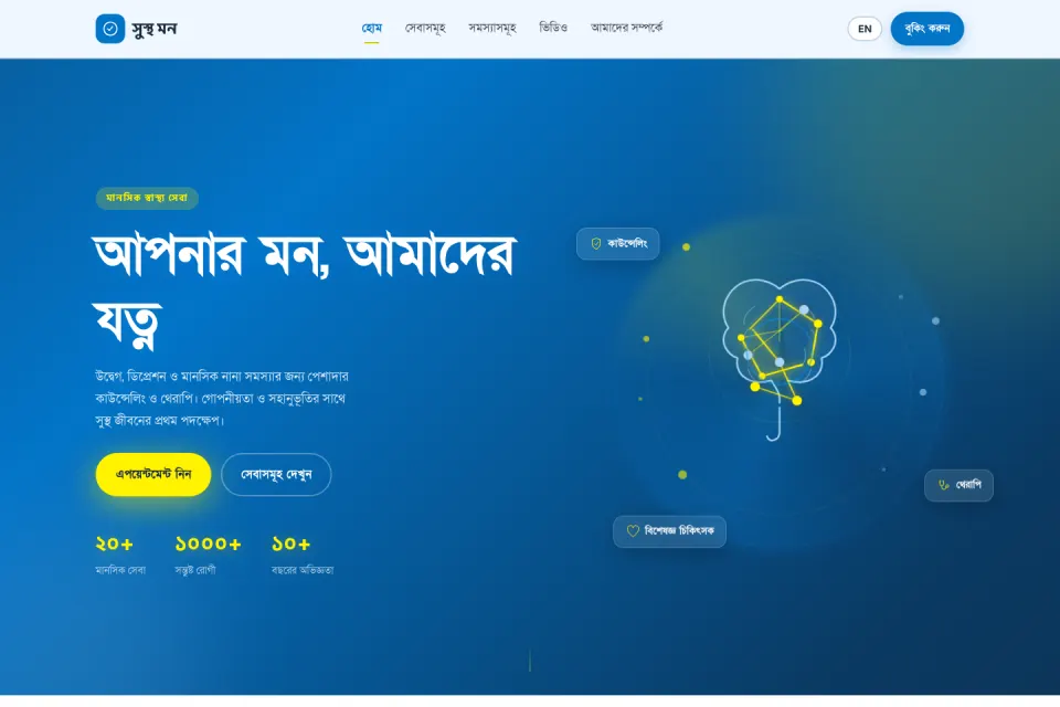 Susthomon ওয়েবসাইটের হোম পেজের ছবি